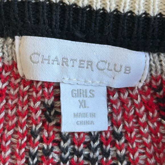 Charter Club Fair Isle, Reindeer and Tree Sweater, Holiday, Girls Sz XL - Picture 4 of 8